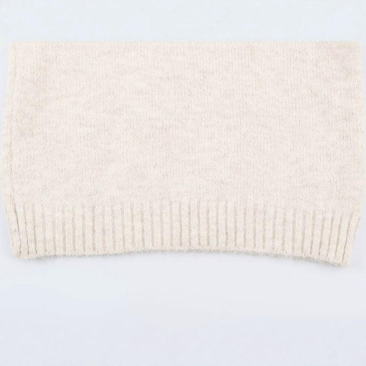 Women's Oversized Knit Sweater with High Ribbed Collar, Button Detail and V-Neck Amarae