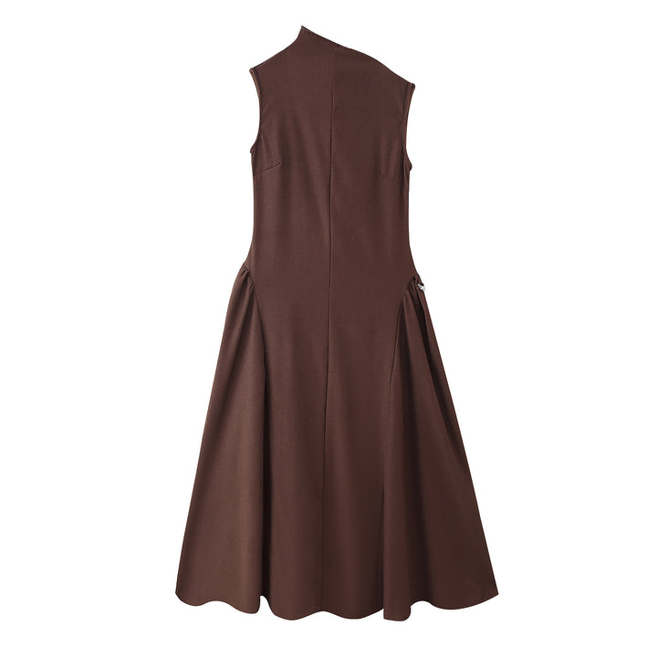 A-line dress for women with asymmetric neckline and elegant folds Lune London