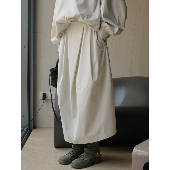 Women Longer Oversize Raincoat with concealed snap button placket and side pockets Amarae