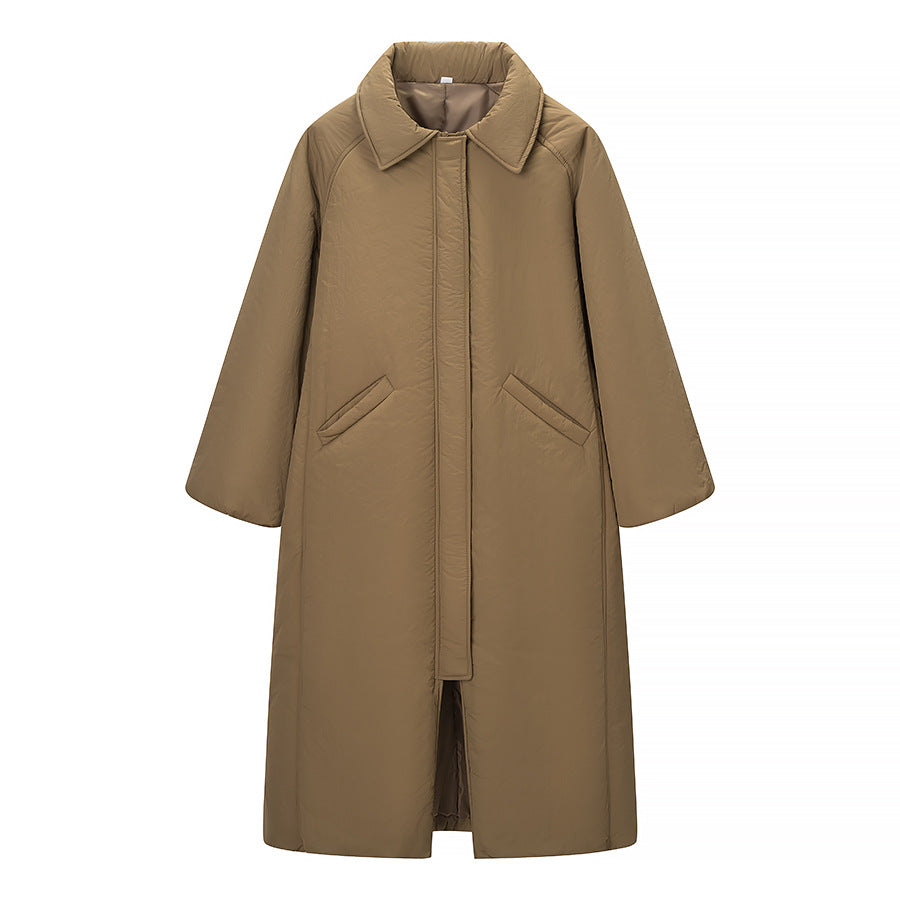 Women's oversized padded cocoon coat with concealed button placket and dropped shoulders Amarae