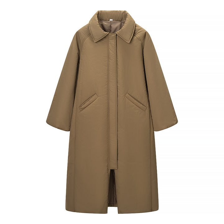 Women's oversized padded cocoon coat with concealed button placket and dropped shoulders Amarae