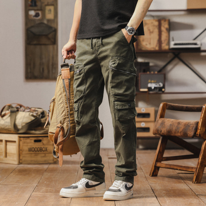 Robust cargo pants for men with versatile pockets and adjustable belt Lune London