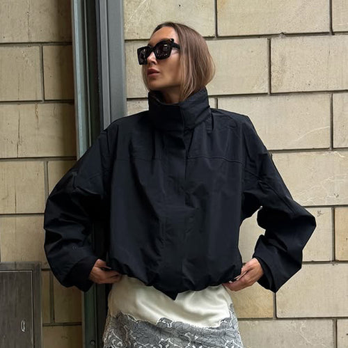 Women's Cropped Wind Jacket with high-closing stand-up collar and boxy silhouette Amarae