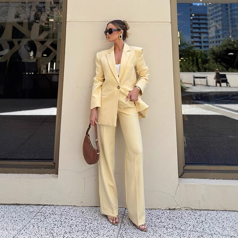 Women's Elegant Oversized Blazer with High Waist and Wide Leg Pants Amarae
