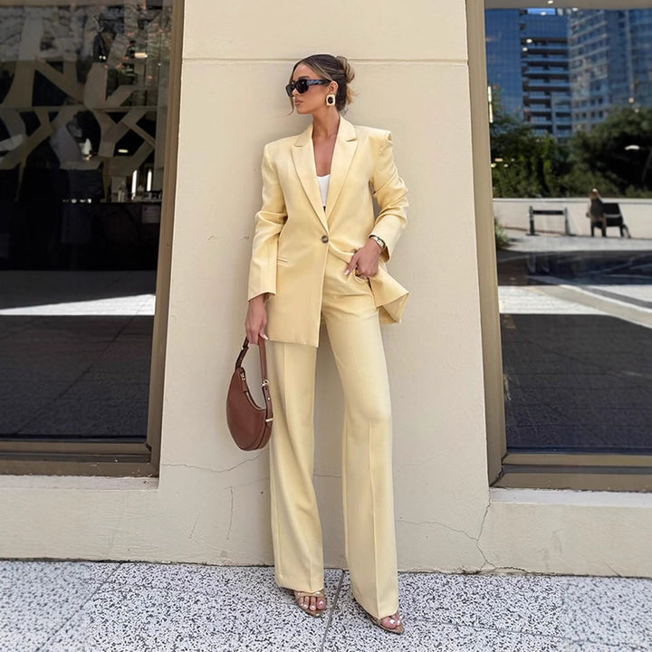 Women's Elegant Oversized Blazer with High Waist and Wide Leg Pants Amarae