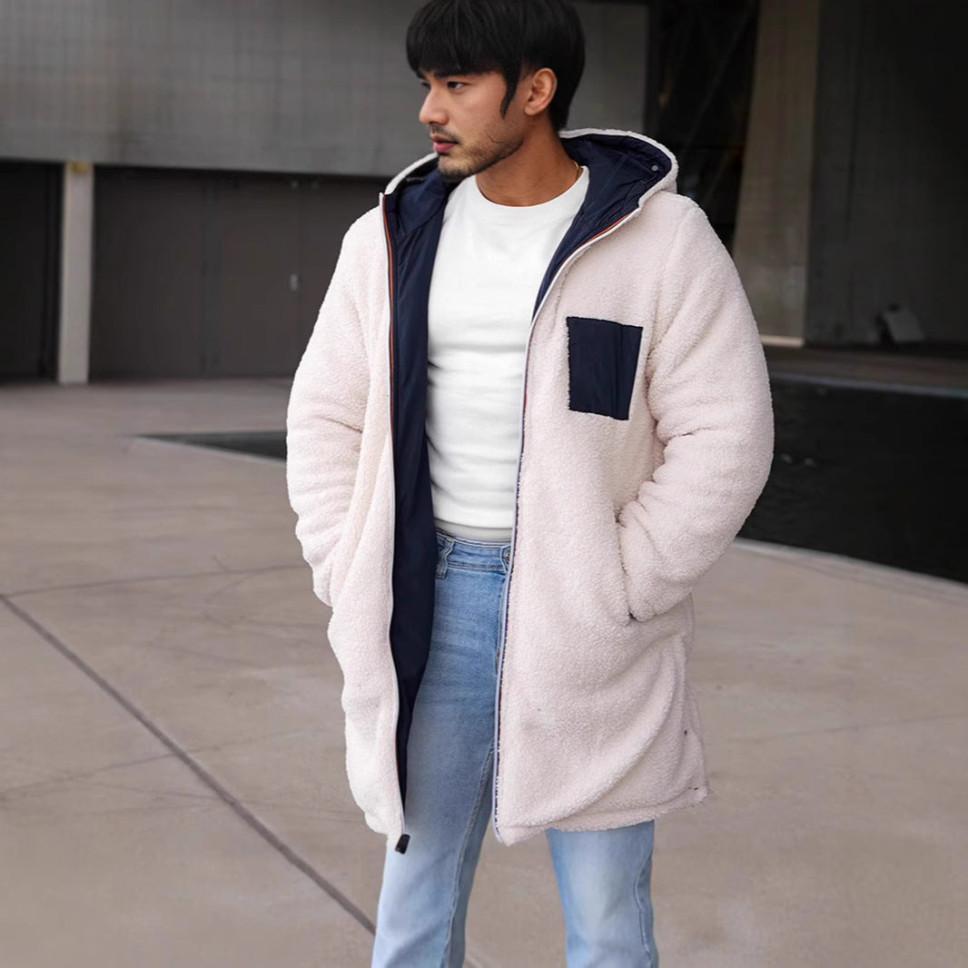 Reversible quilted coat for men with hood and practical pockets Lune London