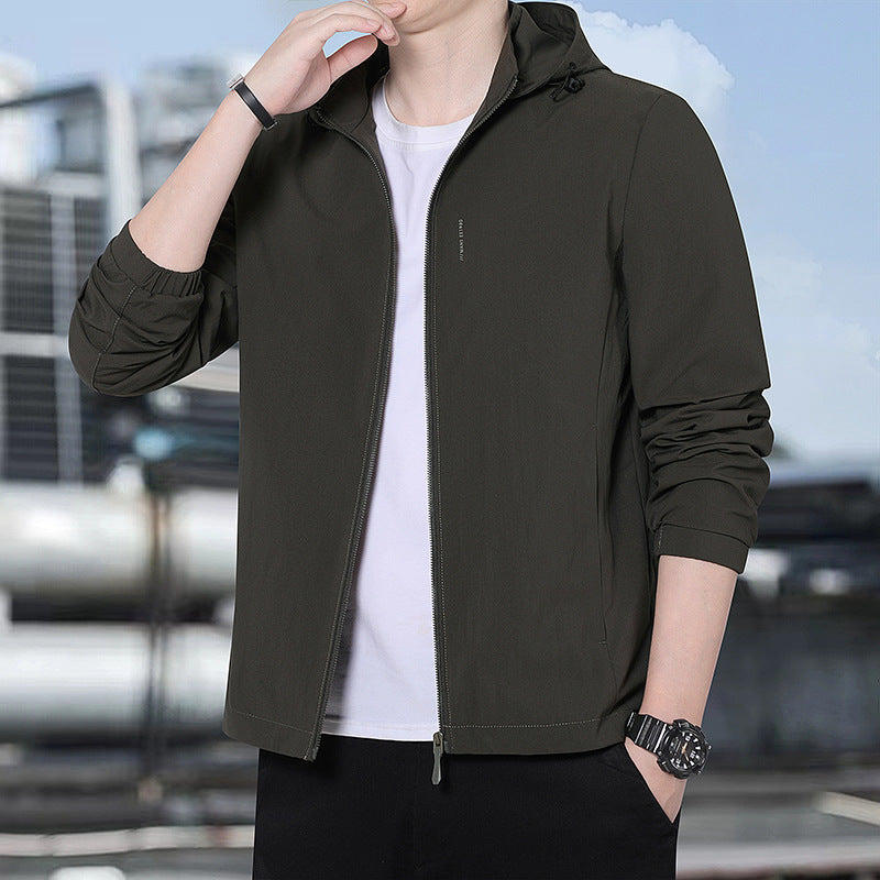 Men's hooded softshell jacket with checked lining, windproof and lightly padded Amarae