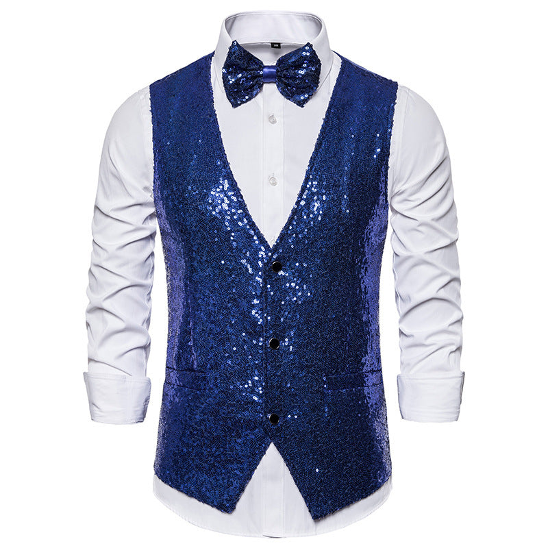 Men's Sparkling Festive Vest with Matching Bow Tie Amarae