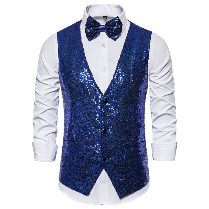 Men's Sparkling Festive Vest with Matching Bow Tie Amarae