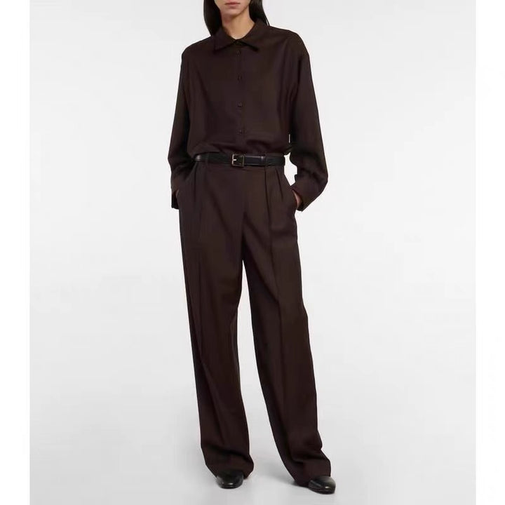 Blouse Élégante Femme à Manches Longues avec Patte de Boutonnage Minimaliste Chic & Stil