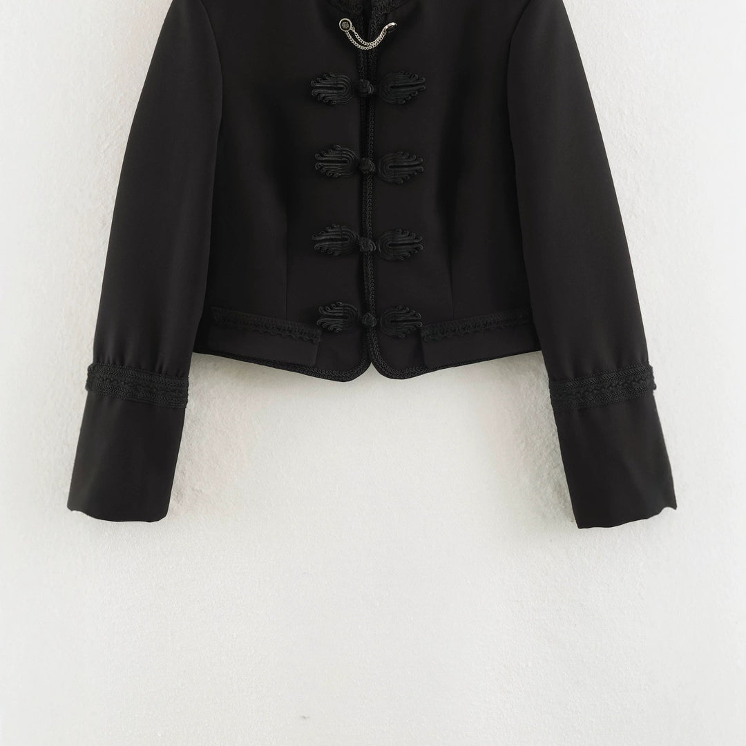 Women's tailored short jacket in Habsburg-inspired military style with cord closure Amarae