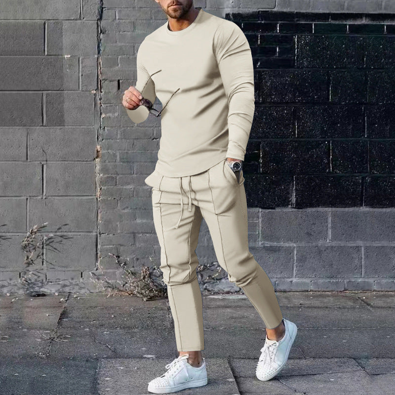 Men's long sleeve sports t-shirt with modern contrast stitching and comfortable joggers Lune London