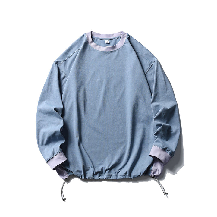 Unisex Oversize Fleece Pullover with Drawstring Hem and Contrast Collar Amarae
