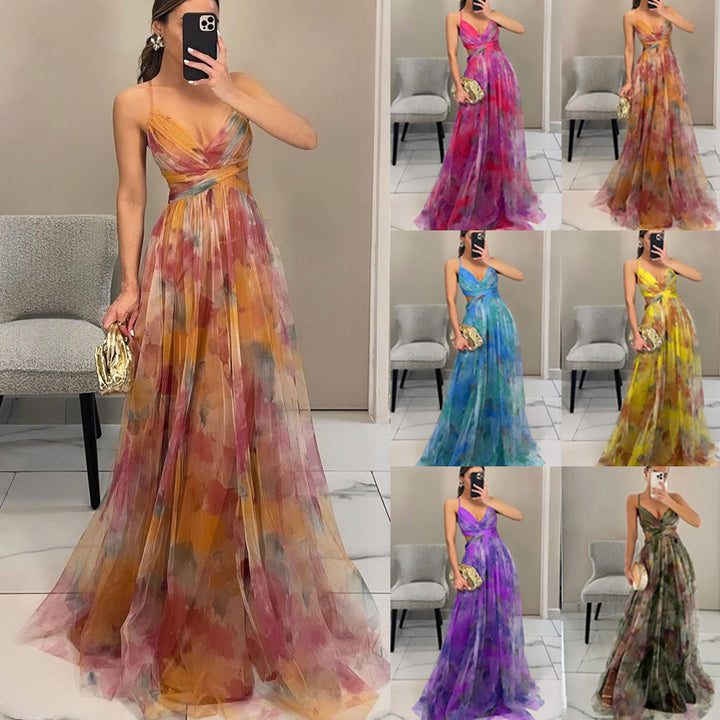 Lune London Floral Chiffon Evening Dress for Women