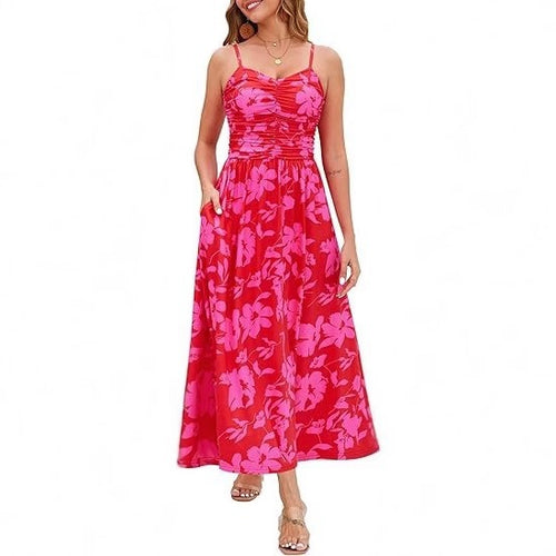Robe maxi femme avec fines bretelles et poches latérales pratiques Chic & Stil