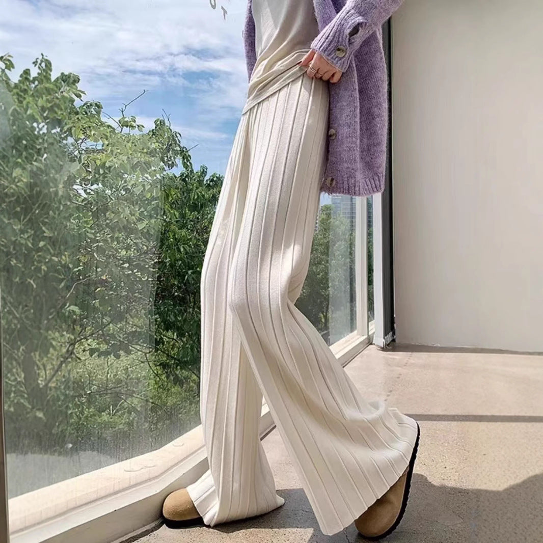 Wide pants for women with vertical stripe design and elastic waist Lune London