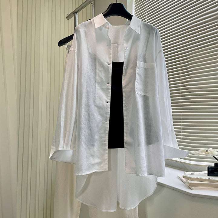 Chemisier léger et aérien pour femmes avec de longues manches et poche poitrine pratique Chic & Stil