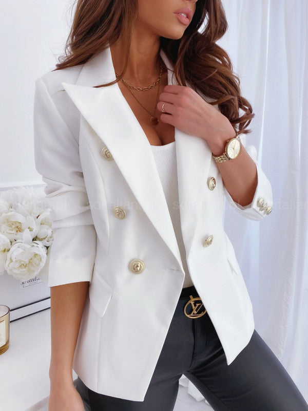 Ladies Elegant Double-Breasted Blazer with Gold Accents Lune London