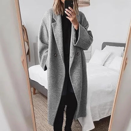 Ladies Oversized Wool Coat with Classic Lapels Amarae