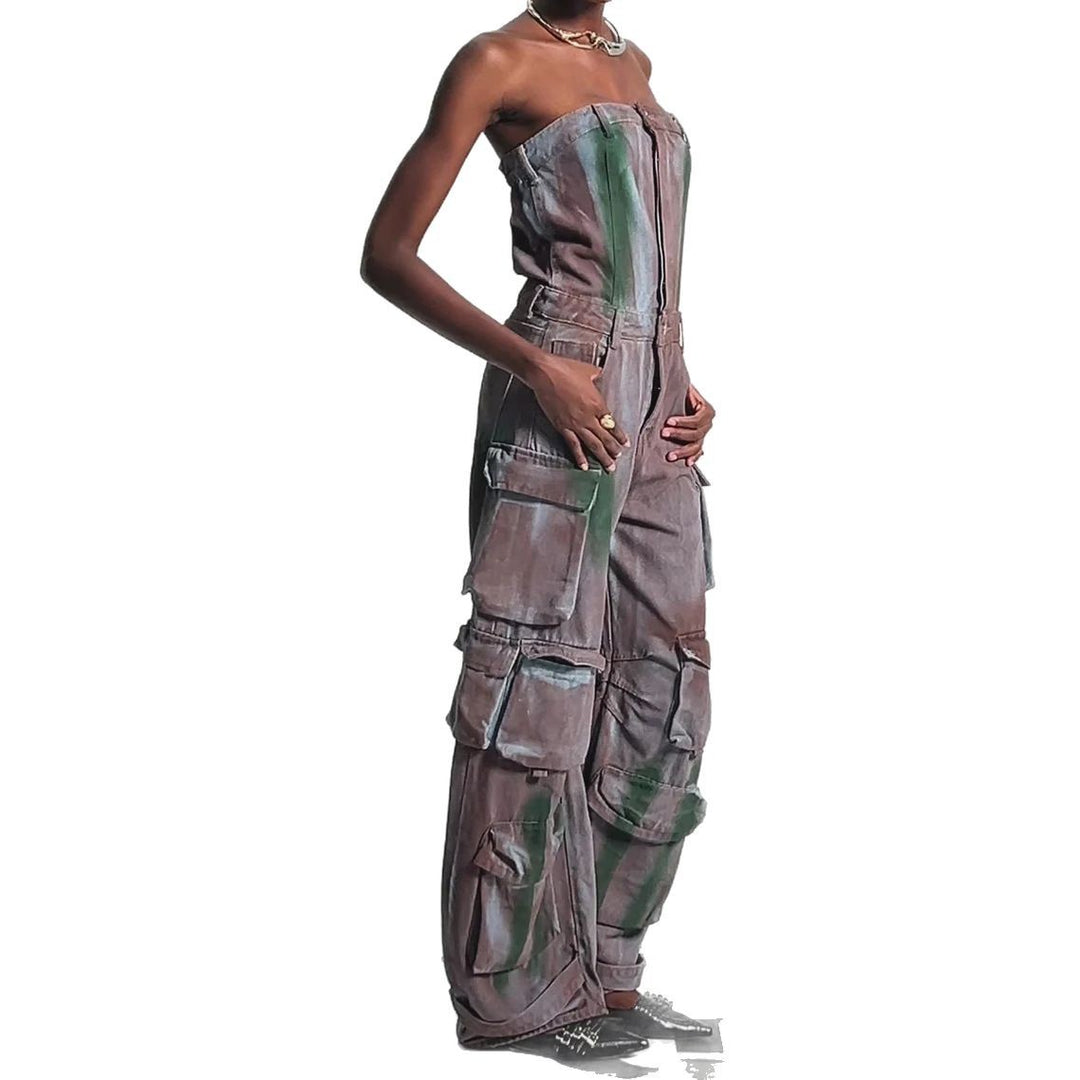 Women's cargo overalls with a versatile pocket design and elastic waist Lune London