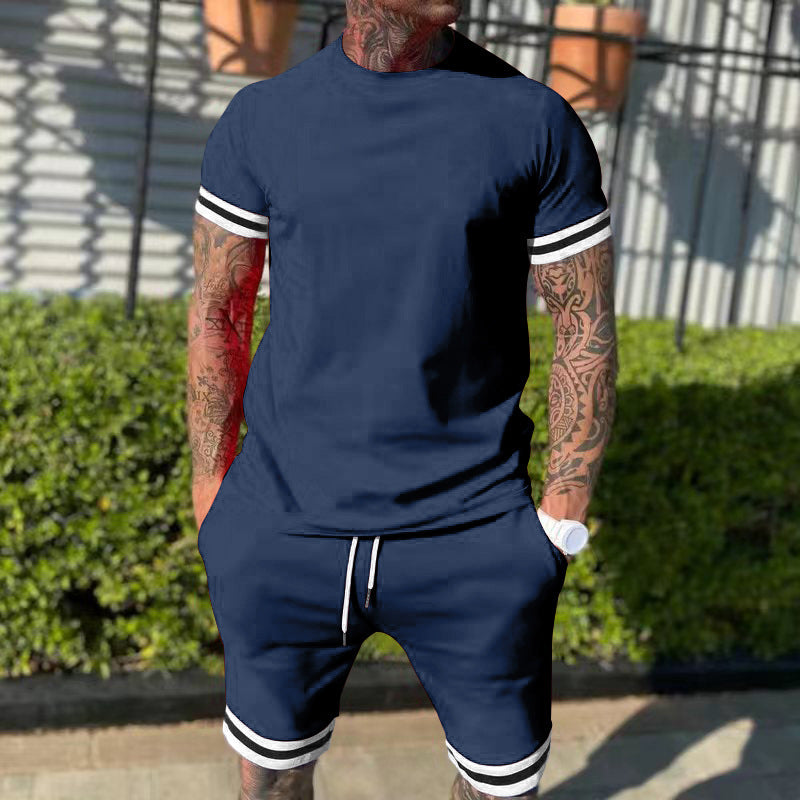Men's short sleeve sports set with contrasting stripes Lune London