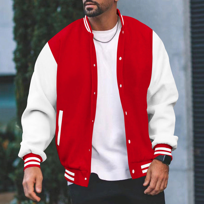 Men's Varsity Jacket with Contrast Sleeves and Side Pockets Lune London