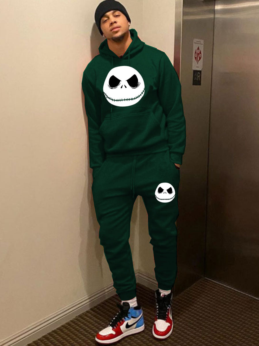 Women's sporty hoodie and jogger pants set with Jack Skellington pattern Lune London