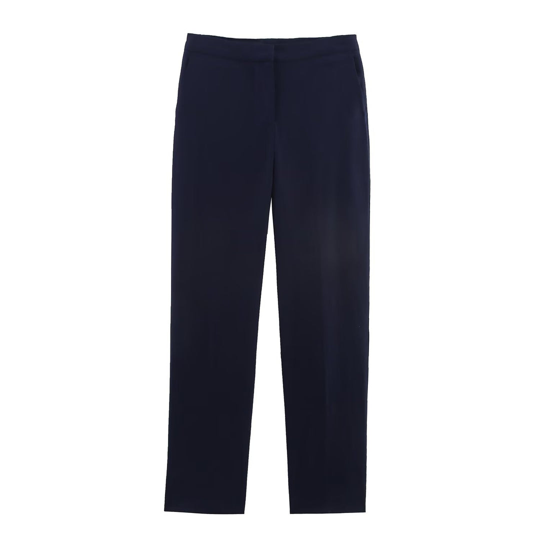 Women straight-cut fabric trousers with smooth waistband and classic silhouette Amarae