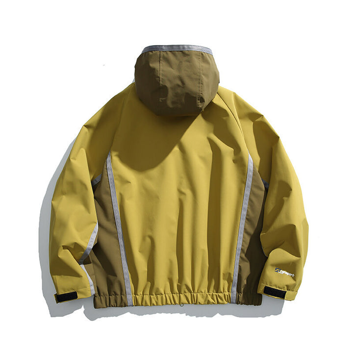 Unisex Water-repellent technical hooded jacket with reflective piping and elastic hem Amarae