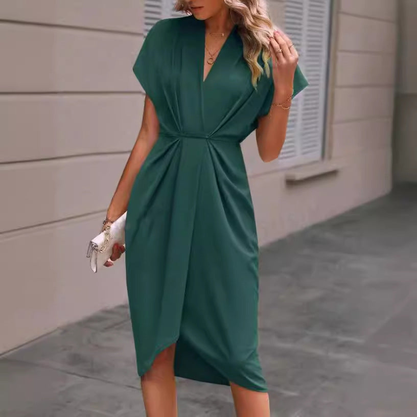 Women’s wrap dress with elegant V-neckline and draping Lune London