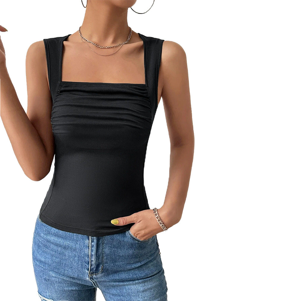 Débardeur ajusté pour femmes avec décolleté carré et fronces Chic & Stil