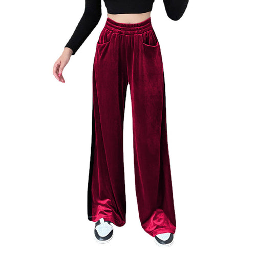 Wide Palazzo pants for women in velvety material with high waist and practical pockets Amarae
