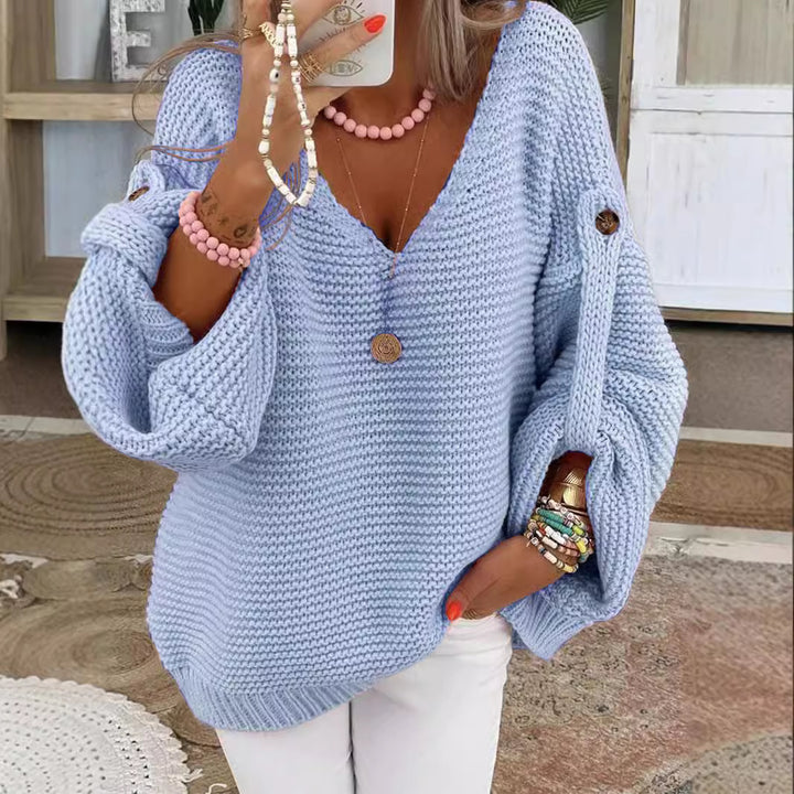 V-neck knitted sweater for women with a loose fit Lune London