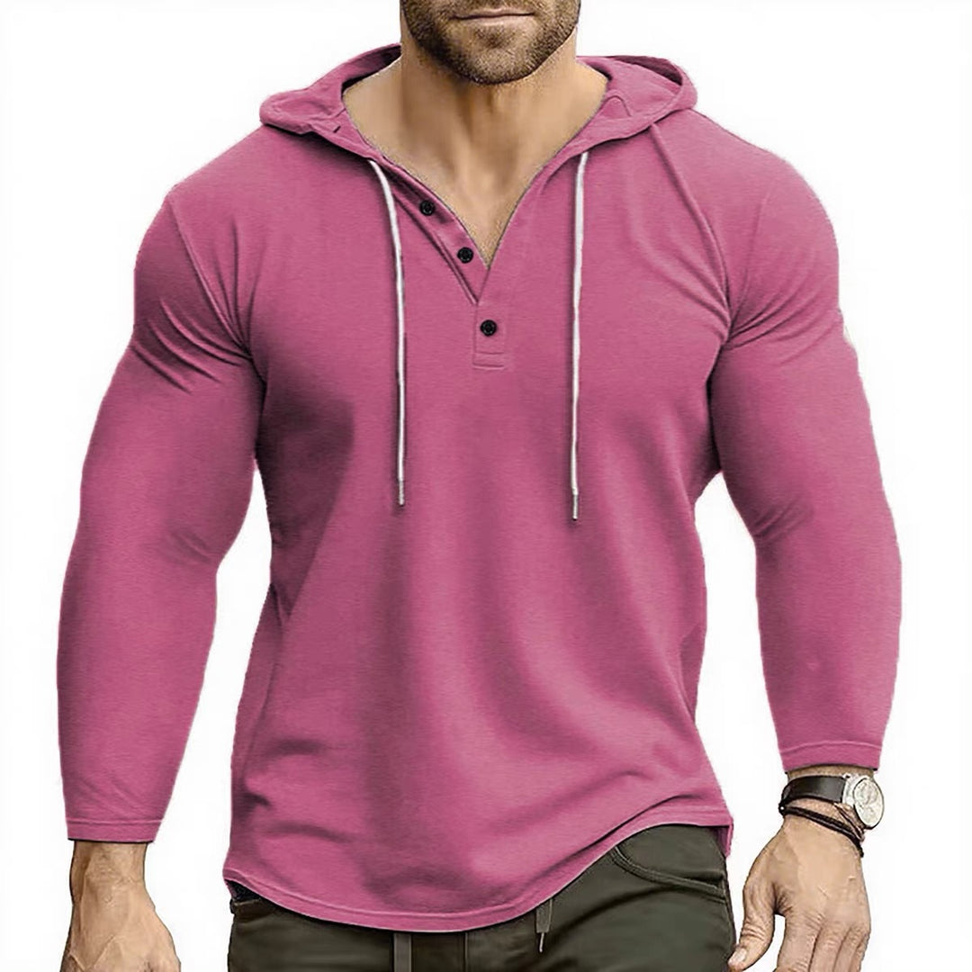 Men's Hoodie with buttoned collar and drawstring Lune London