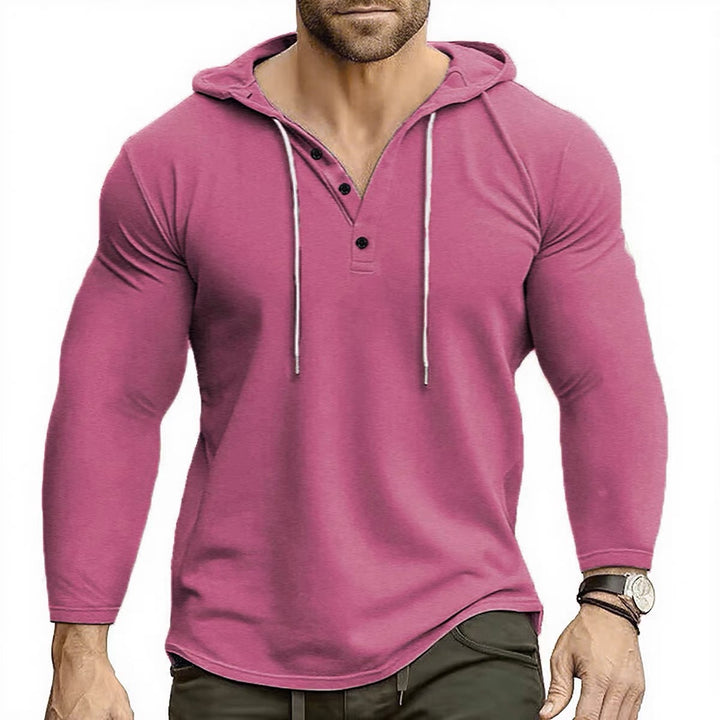 Men's Hoodie with buttoned collar and drawstring Lune London