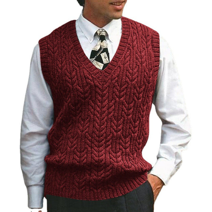 Men's Knitted Vest with All-Over Cable Pattern Lune London