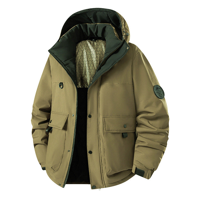 Men's Insulated Urban Parka with Stand-up Collar and Concealed Hood Amarae