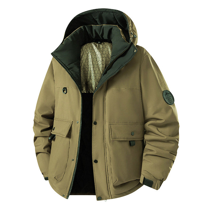 Men's Insulated Urban Parka with Stand-up Collar and Concealed Hood Amarae