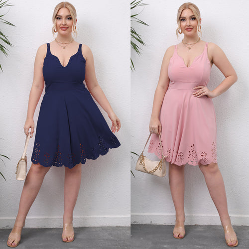 Ladies Elegant Summer A-line Dress with Chic Lace Finish and Style