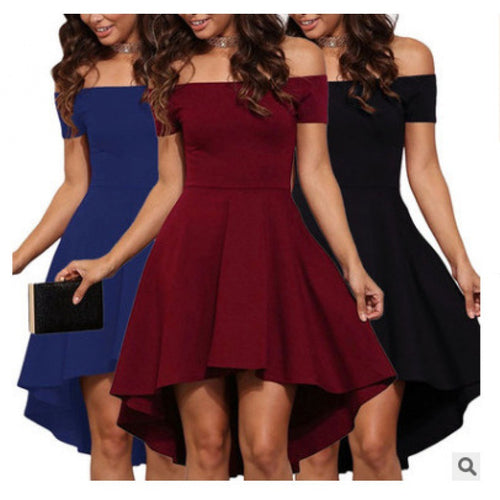 Robe romantique femme à épaules dénudées avec ourlet asymétrique et design ajusté Chic & Stil