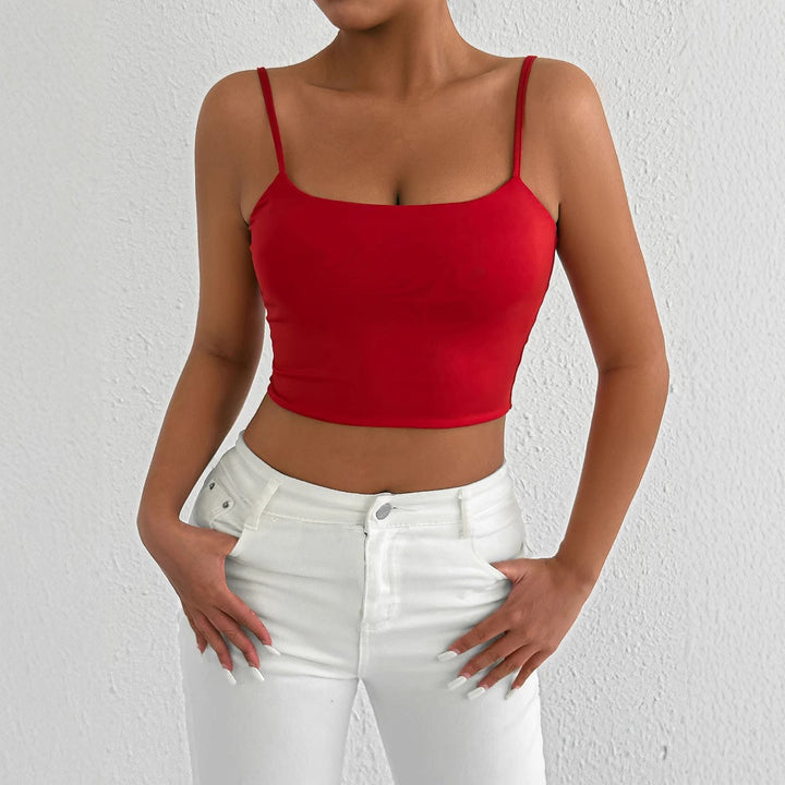 Ladies Fitted Crop Top made of elastic material with spaghetti straps Lune London