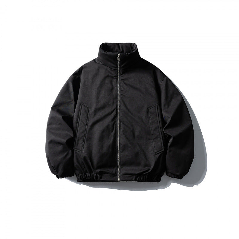 Unisex Boxy short padded transitional jacket with high stand collar and elastic hem Amarae