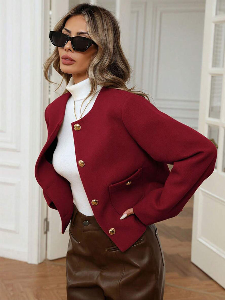 Elegant and warm women's chic and style blazer jacket