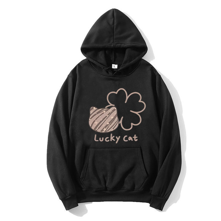 Women's hoodie with creative cat design and lucky motif Chic & Style