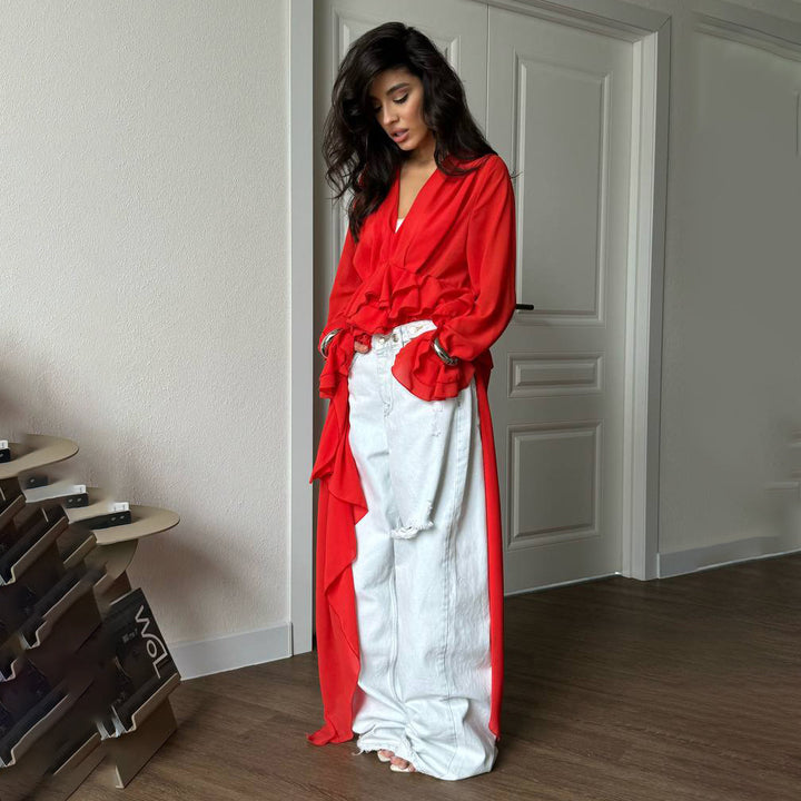 Elegant and flowing maxi dress for women with a loose fit and gathered details Lune London