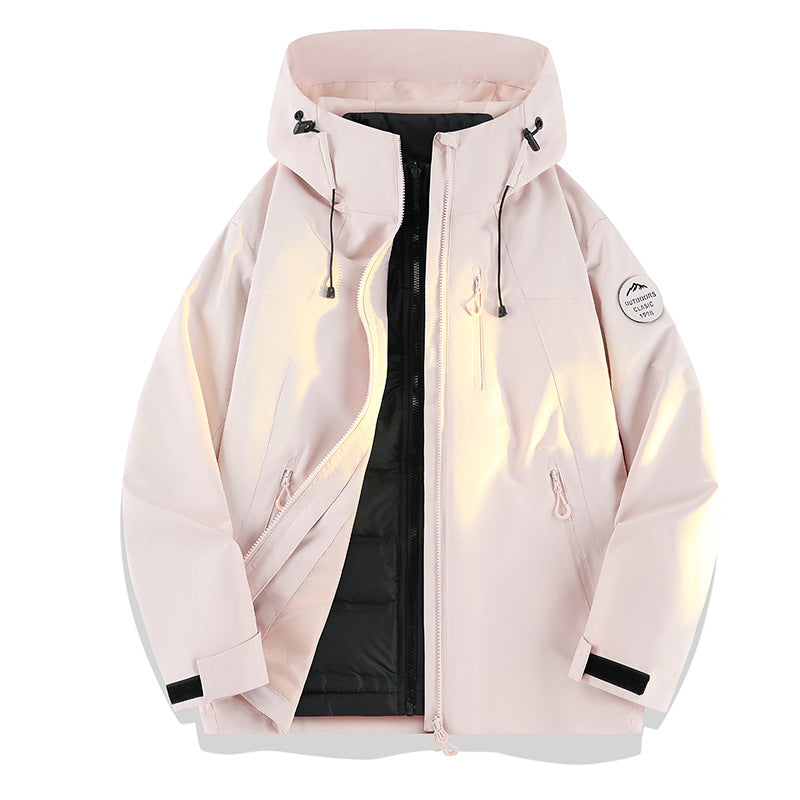 Women Lightweight Waterproof Hooded Jacket with Teddy Charm and Concealed Zipper Pockets Amarae
