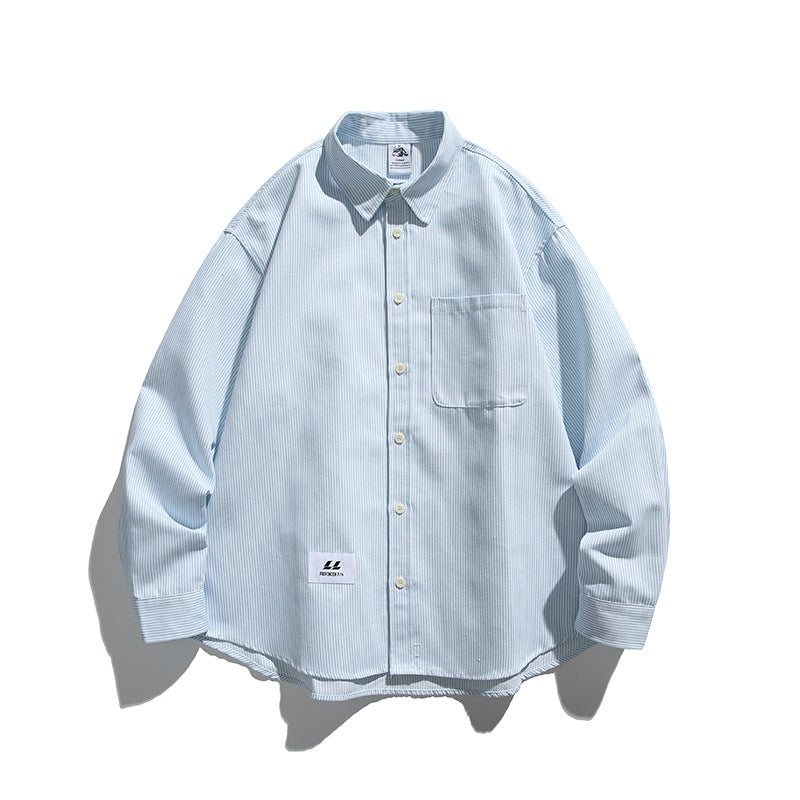 Unisex Oversize Stripe Shirt in Boxy Cut with Chest Pocket and Classic Kent Collar Amarae