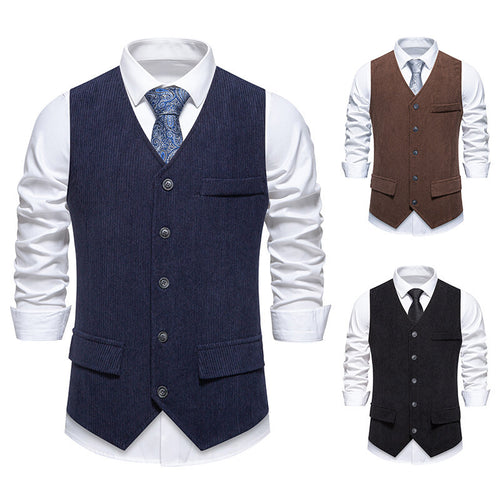 Elegant suit vest for men with a classic herringbone design and practical pockets Amarae