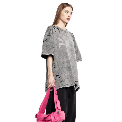Oversized t-shirt for women with trendy destroyed elements Amarae
