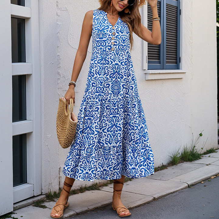 Elegant summer maxi dress for women with tiered design Lune London